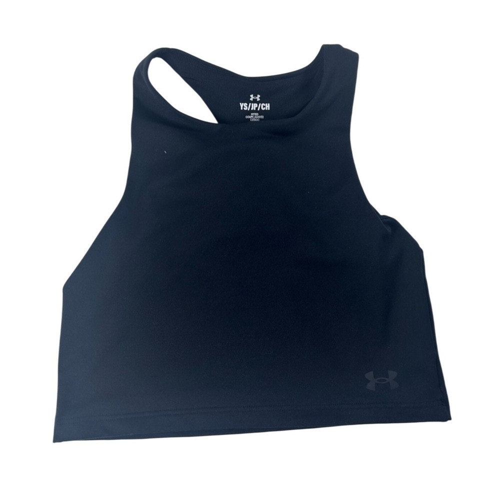 Under‎ Armour Tank Top Youth Girls YS Fitted Black Racerback